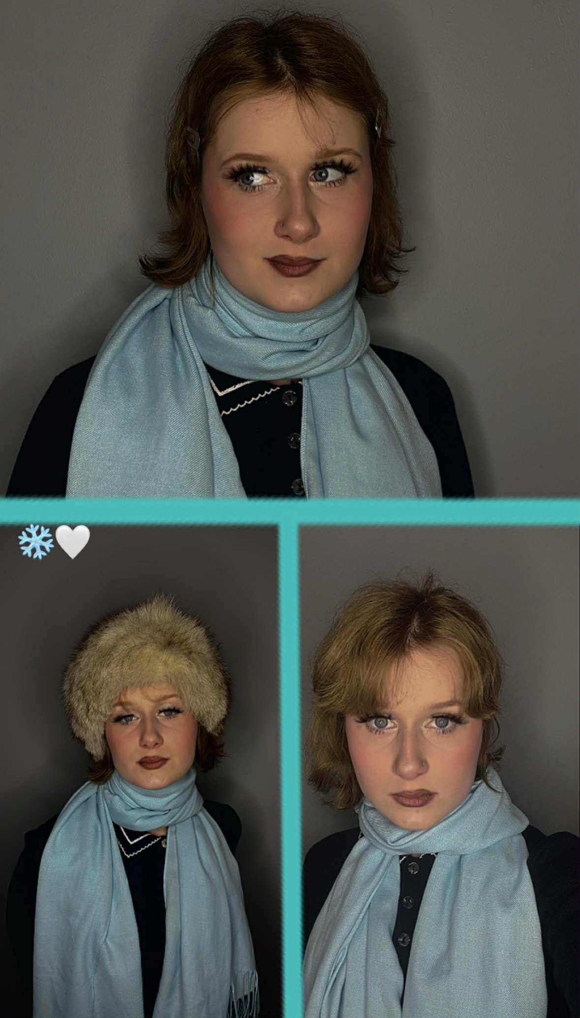 Zdjęcia uczennicy w niebieskim szalu