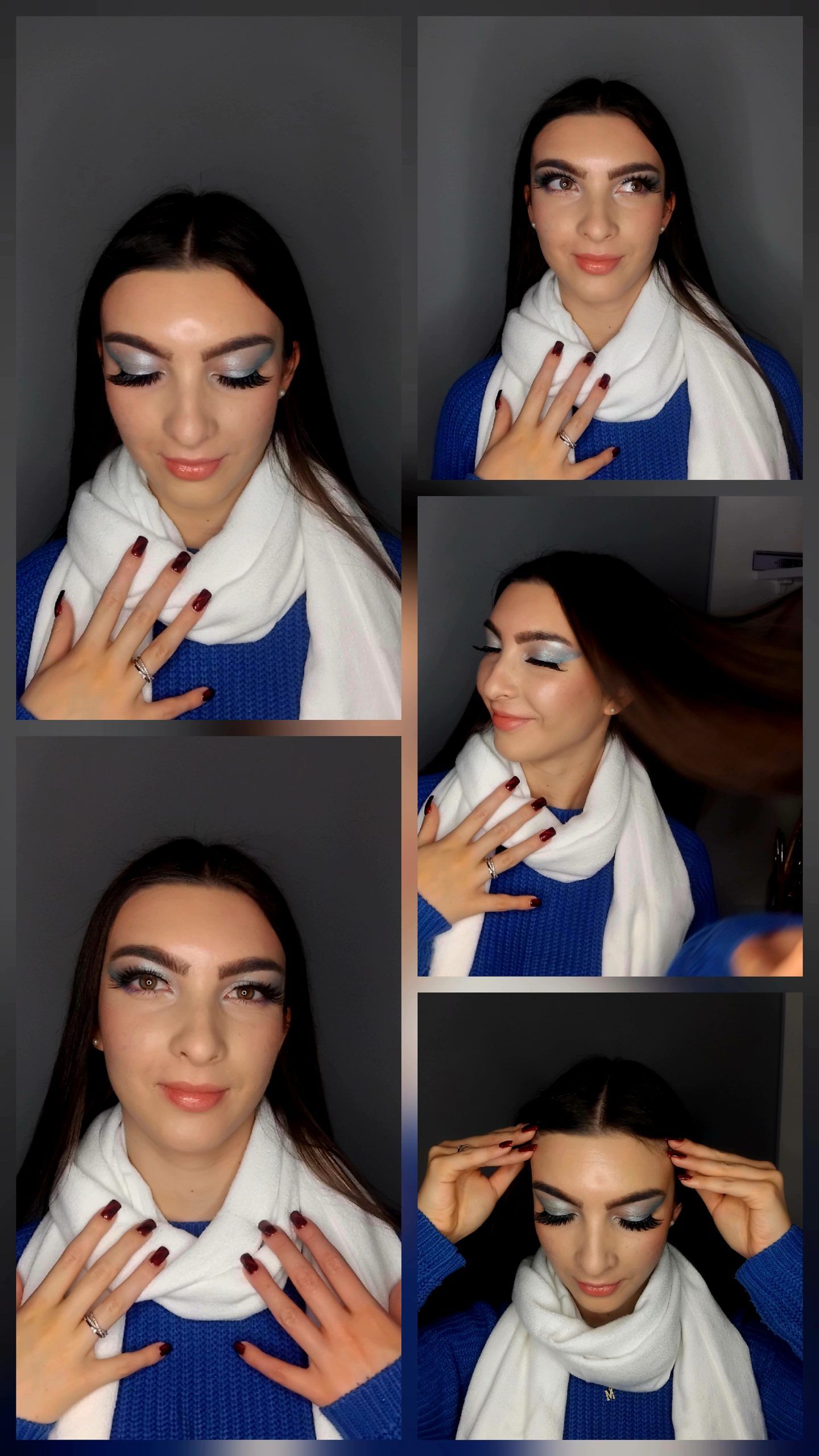 Zdjęcia uczennicy w białym szalu