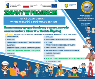 Zmiany w projekcie „Staż uczniowski – w przyszłość z doświadczeniem”